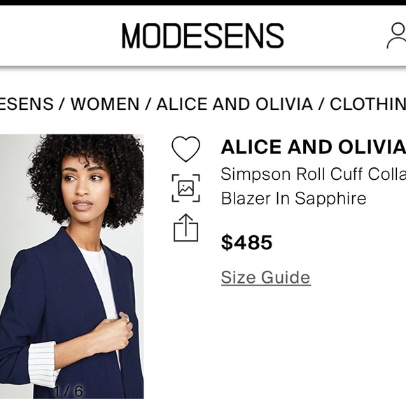 Perfect condition Alice & Olivia Simpson long sapphire blue blazer w/ silk cuffs - Picture 10 of 15